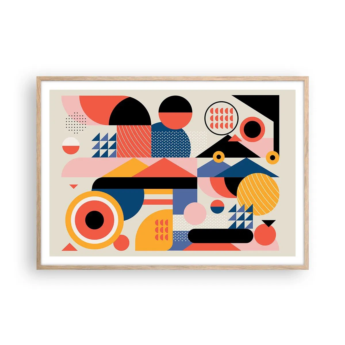 Poster în ramă de stejar deschis - Compoziție: joacă-te - 100x70 cm