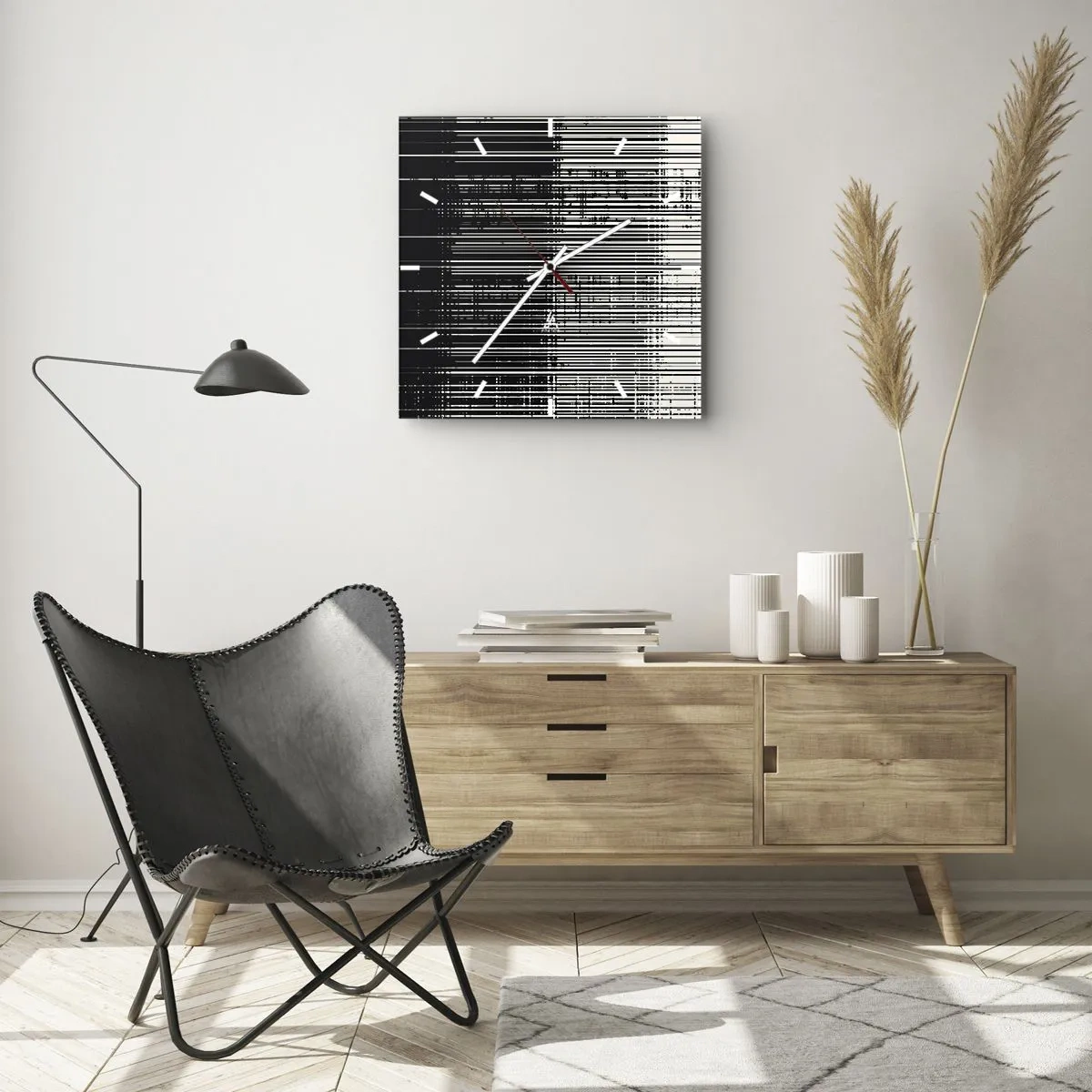 Ceas de perete - Ceas pe sticlă - Valuri și vibrații - 30x30 cm