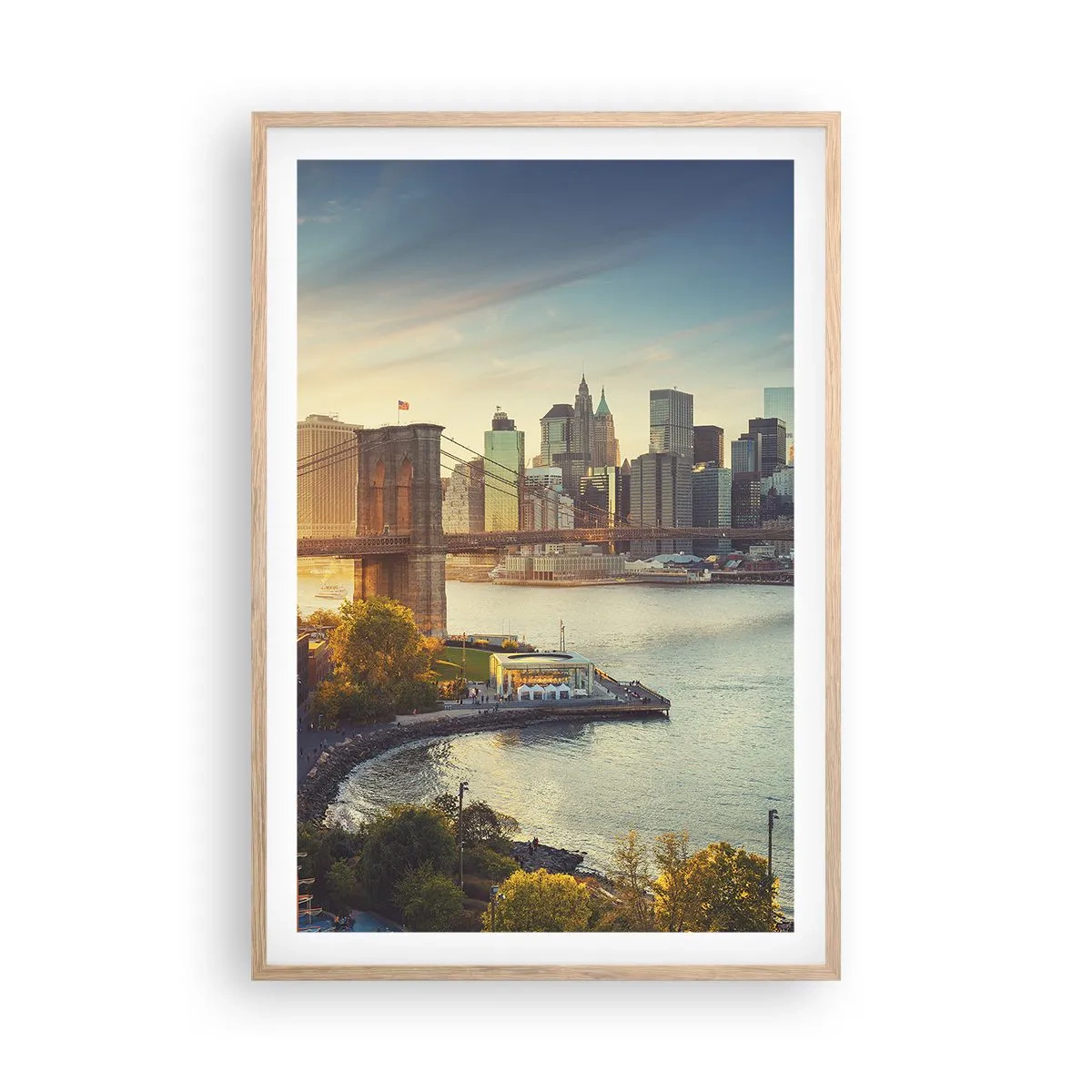 Poster în ramă de stejar deschis - Zorii metropolitani - 61x91 cm
