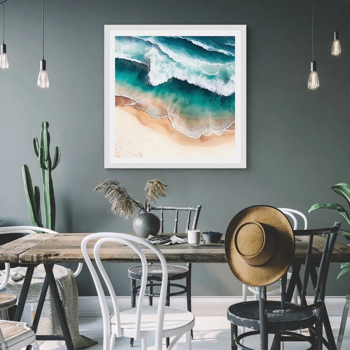 Poster în ramă albă - Întâlnire eternă - 60x60 cm