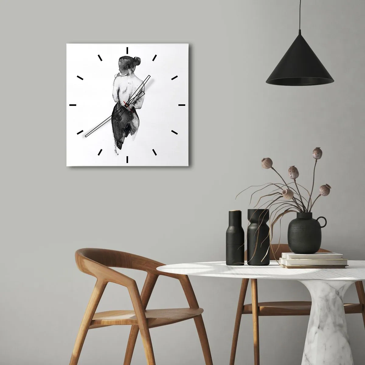 Ceas de perete - Ceas pe sticlă - Cu ea lumea dispare - 30x30 cm