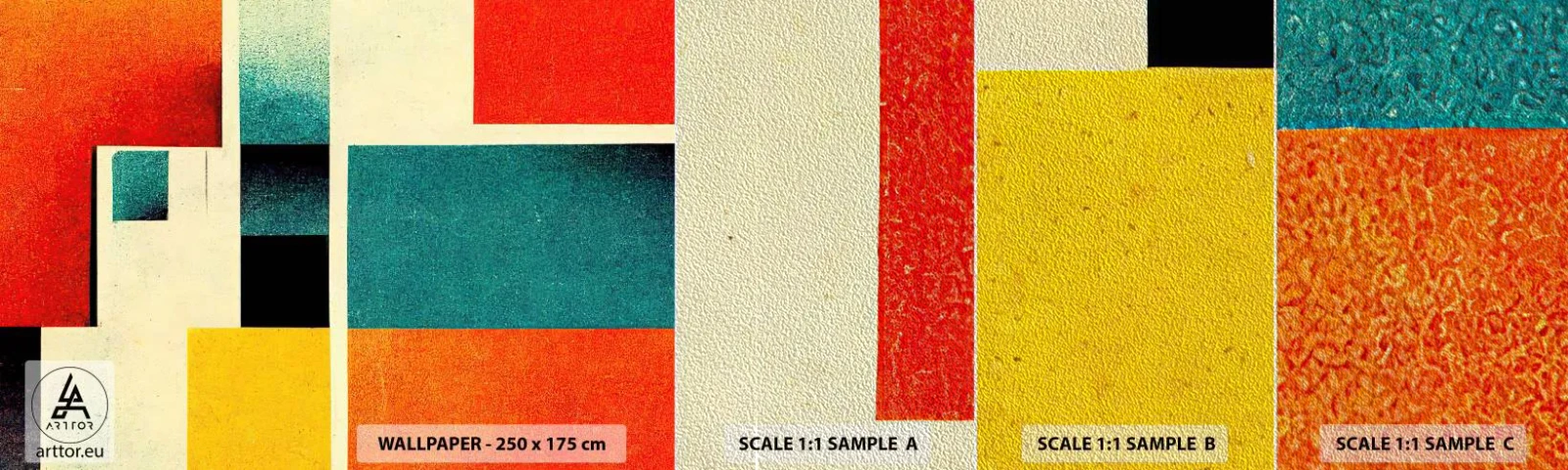 Mostră tapet Premium Sand - Abstracție geometrică - energie bună - Pătrate, În vârstă, Bucată - 100x30 cm