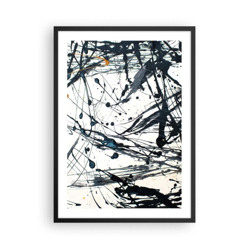 Poster în ramă neagră - Linii abstracte expresive pe fundal alb - 50x70cm - Cu sau fără sens? - Decorațiune modernă pentru perete pentru living și dormitor ARTTOR