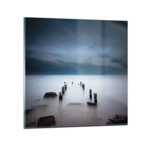Tablou pe sticlă - Un lac în ceața calmă - 70x70 cm