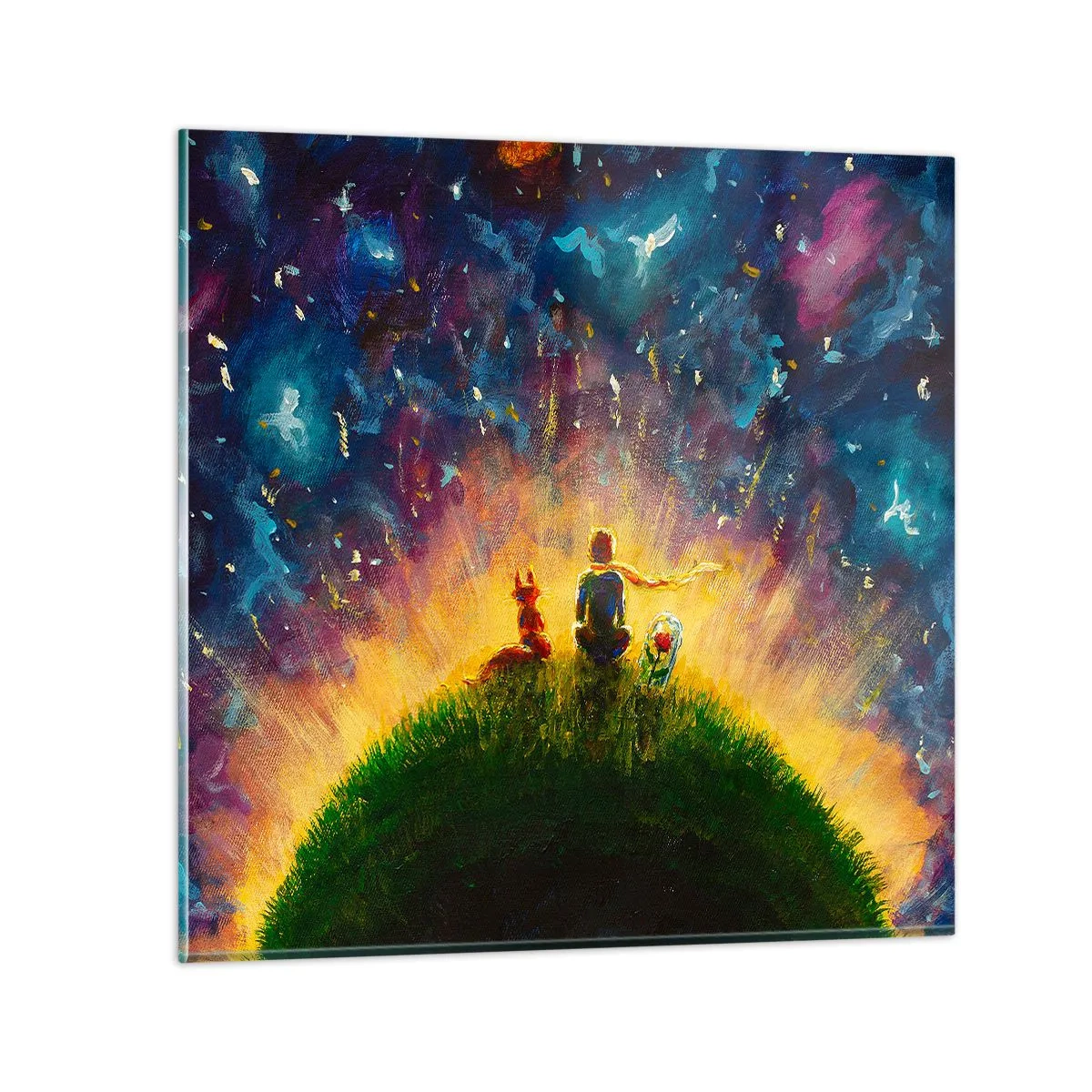 Tablou pe sticlă - Dragoste și prietenie - întreaga lume - 30x30 cm