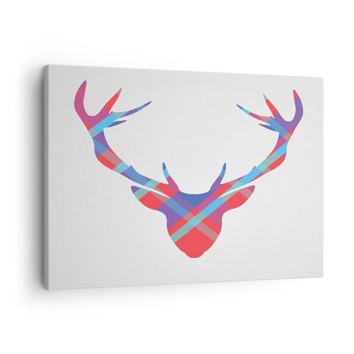Tablou pe pânză Canvas - Imagine geometrică a unui cerb pe un fundal deschis - 70x50cm - Cerb scoțian - Decorațiune modernă pentru perete pentru living și dormitor ARTTOR