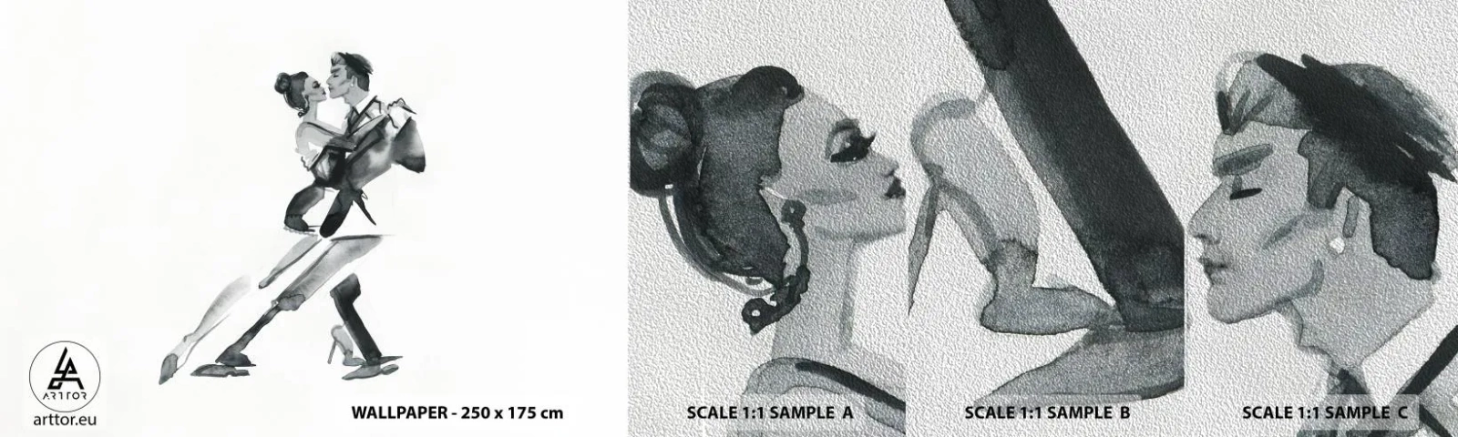 Mostră tapet Premium Sand - Într-un ritm - Tango, Dans, Dansator - 100x30 cm