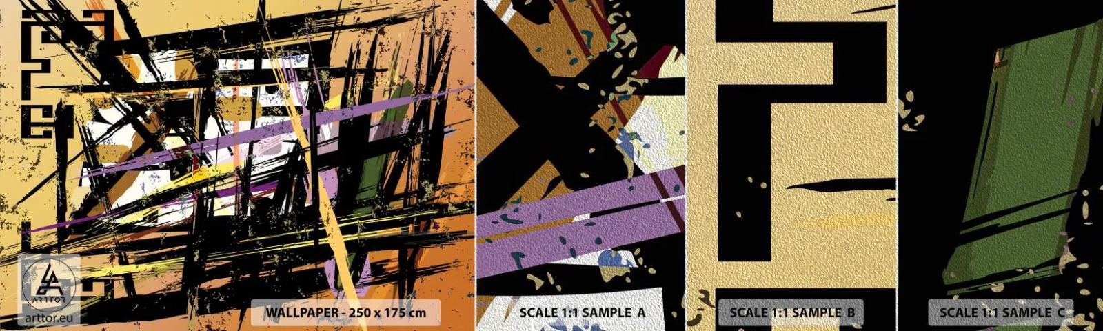 Mostră tapet Premium Sand - Tăietură ascuțită - Abstracția, Bucată, Model modern - 100x30 cm