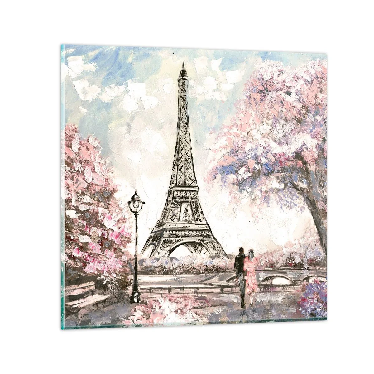 Tablou pe sticlă - Plimbare în aprilie la Paris - 30x30 cm