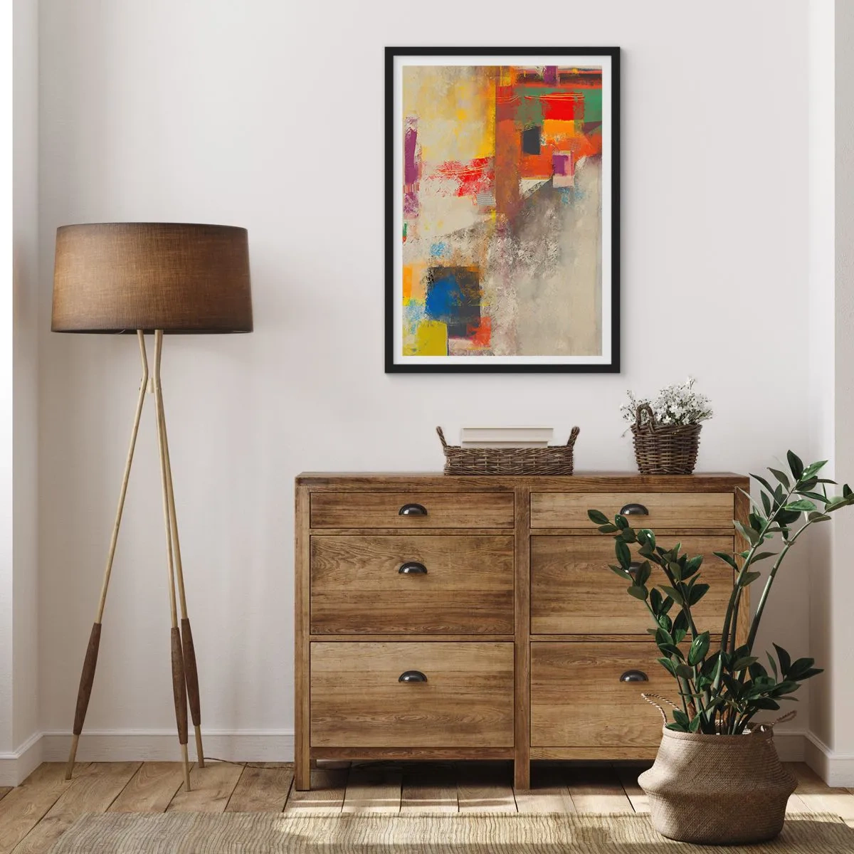 Poster în ramă neagră - Compoziție abstractă în culori vii - 50x70cm - Geometria culorilor - Decorațiune modernă pentru perete pentru living și dormitor ARTTOR