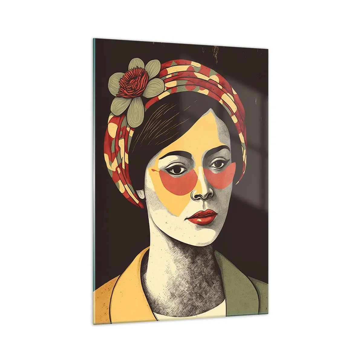 Tablou pe sticlă - Doamna coral - 70x100 cm