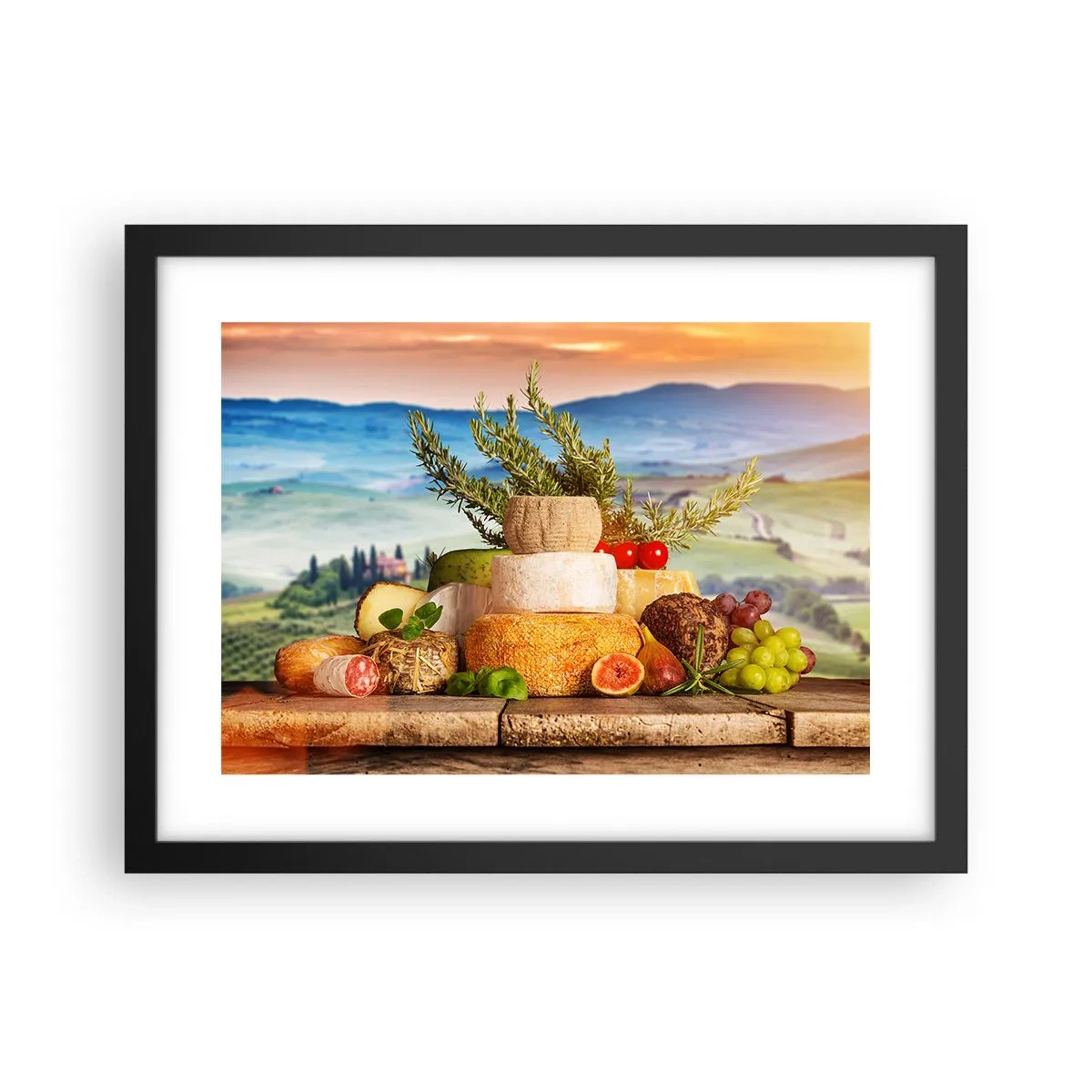 Poster în ramă neagră - Bucurie de viață în stil italian - 40x30 cm