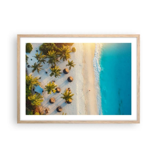 Poster în ramă de stejar deschis - Bun venit în paradis - 70x50 cm