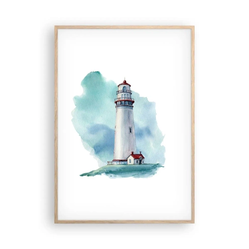 Poster în ramă de stejar deschis - Sora blândă a albastrului - 70x100 cm