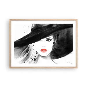 Poster în ramă de stejar deschis - Doamna în negru - 70x50 cm
