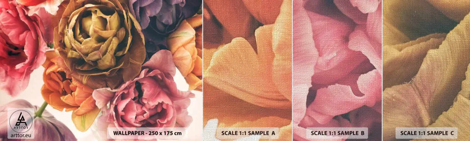 Mostră tapet Premium Canvas - Sărbătorirea vieții - Buchet de flori, Flori, Bujor - 100x30 cm