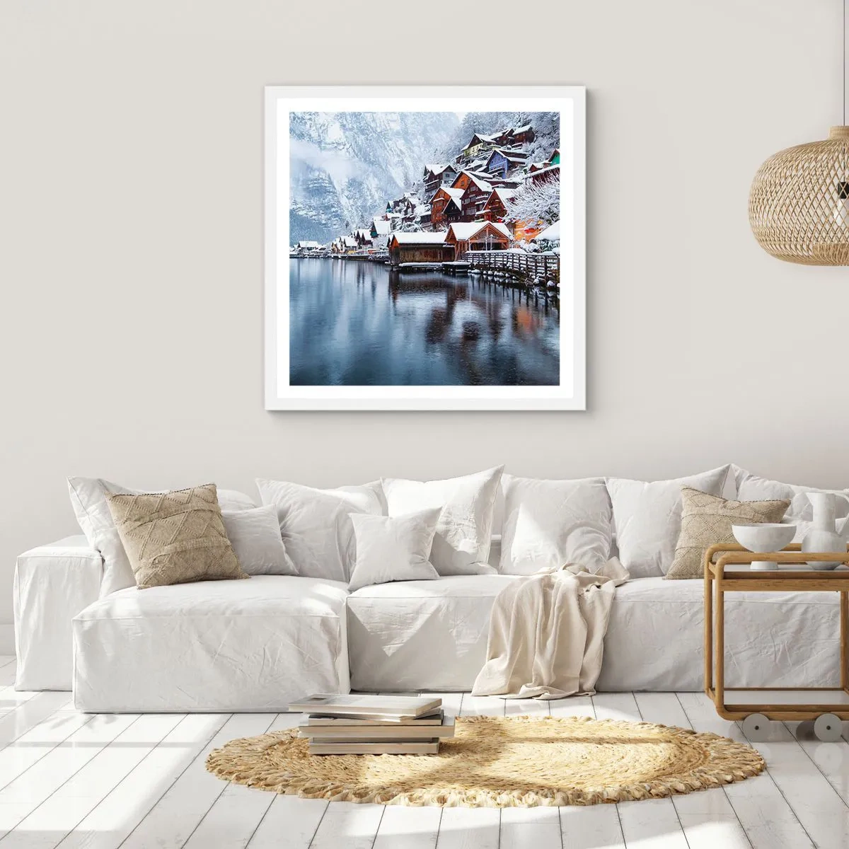 Poster în ramă albă - În decor de iarnă - 40x40 cm