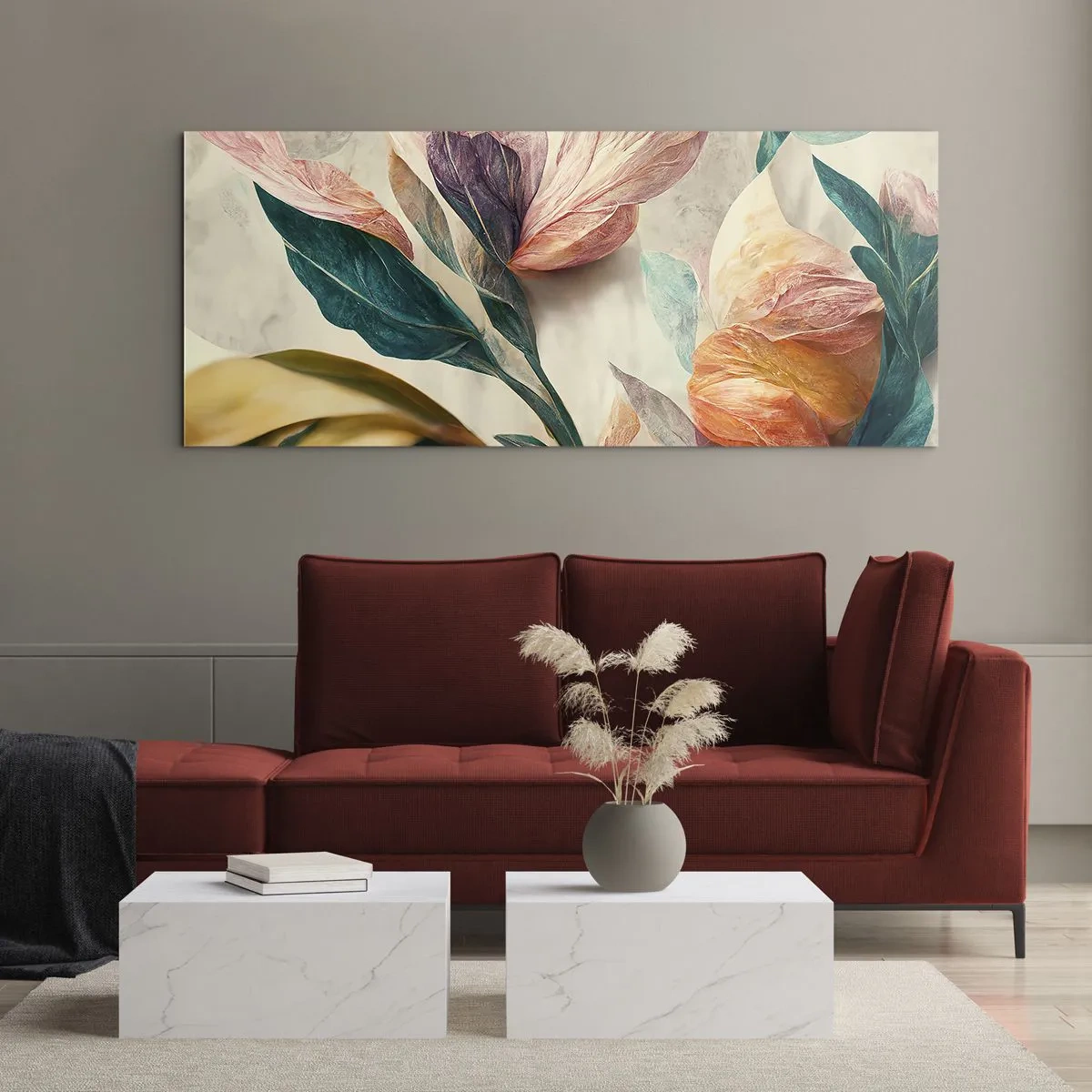 Tablou pe sticlă - Flori din insulele sudice - 100x40 cm