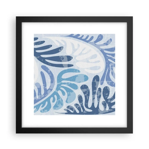 Poster în ramă neagră - Ferigi albastre - 30x30 cm