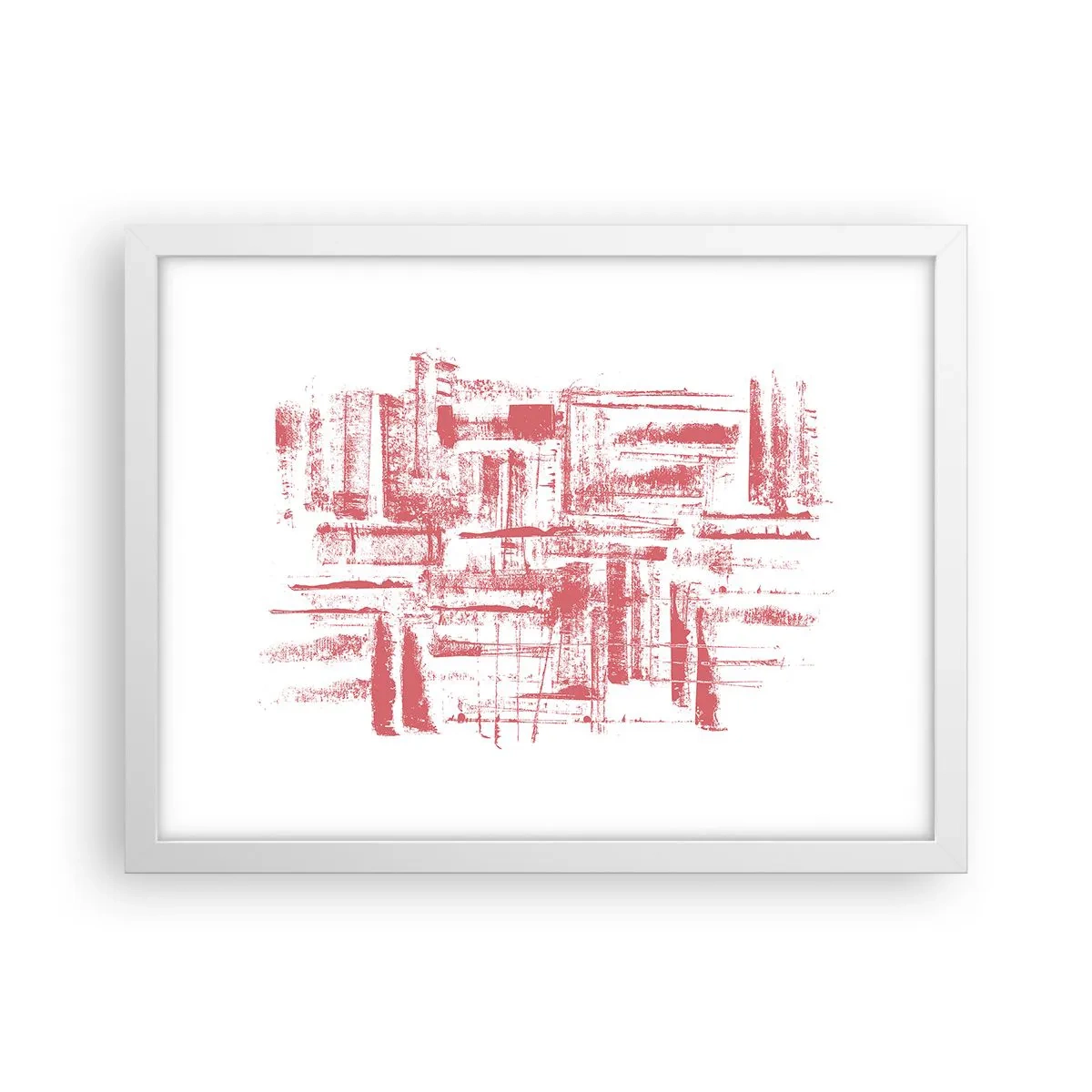 Poster în ramă albă - Orașul roșu - 40x30 cm