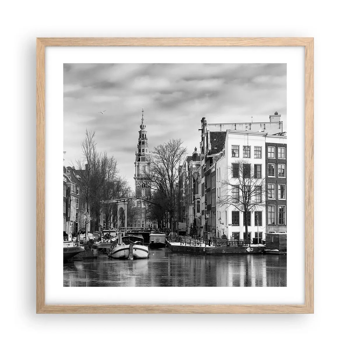 Poster în ramă de stejar deschis - Amsterdam vibes - 50x50 cm