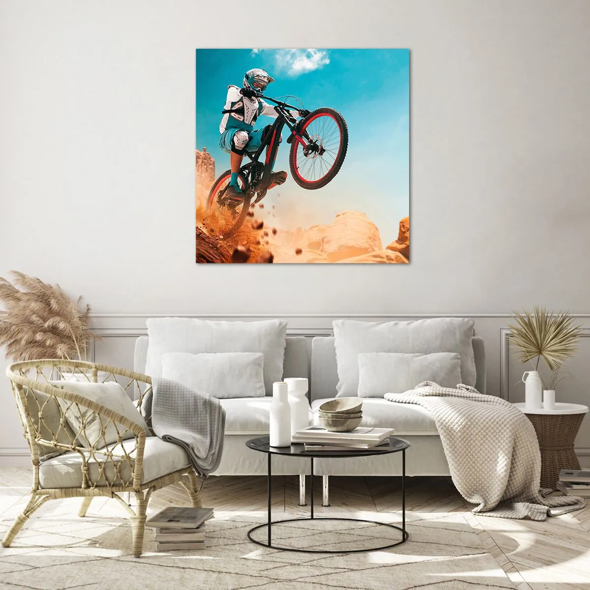 Tablou pe sticlă - Nebunia demonului bicicletei - 30x30 cm