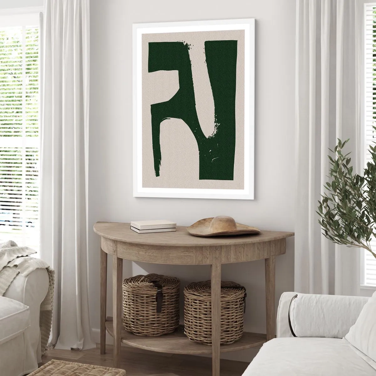 Poster în ramă albă - Golfuri de alb - 30x40 cm