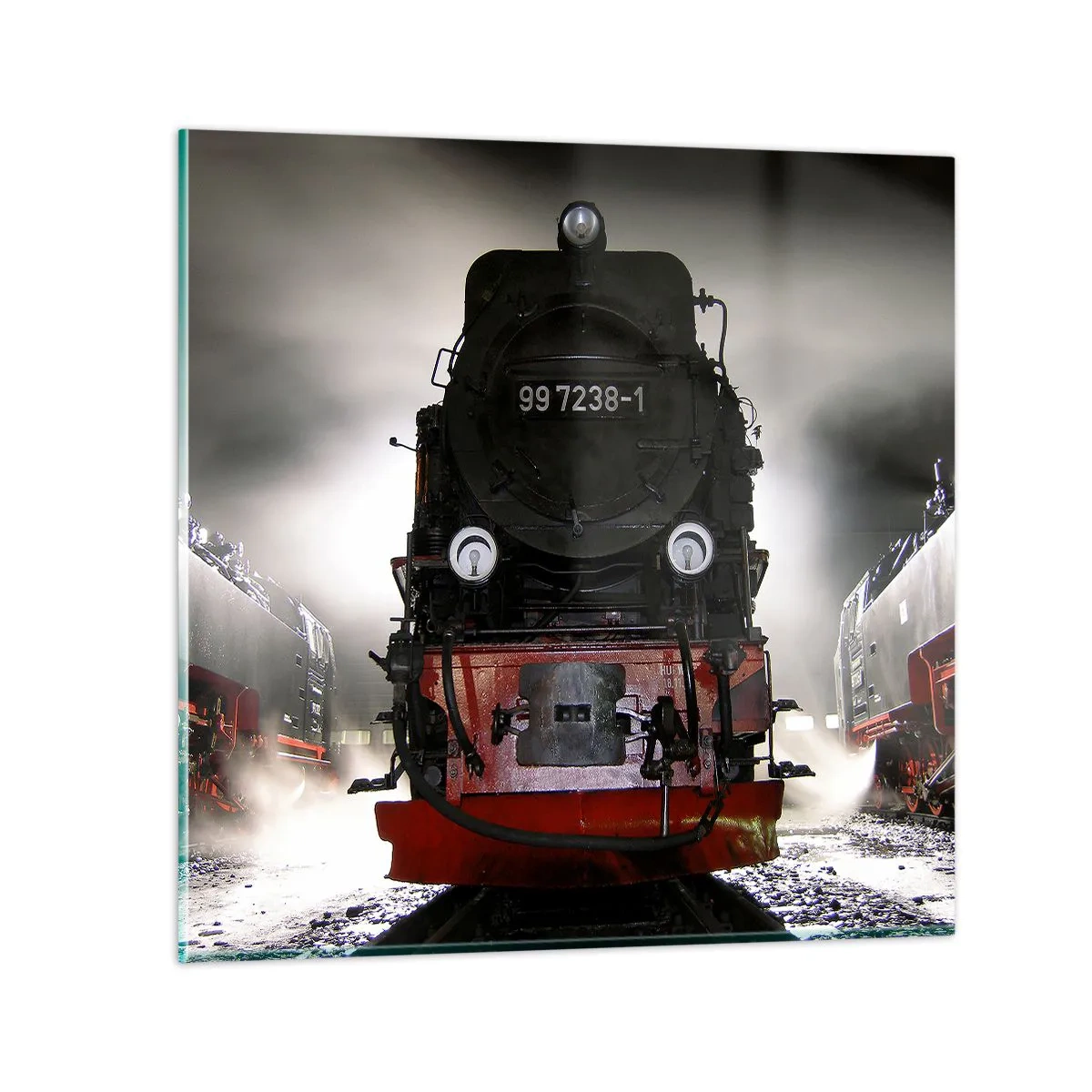 Tablou pe sticlă - Stă și pufuie, geme și suflă... - 30x30 cm