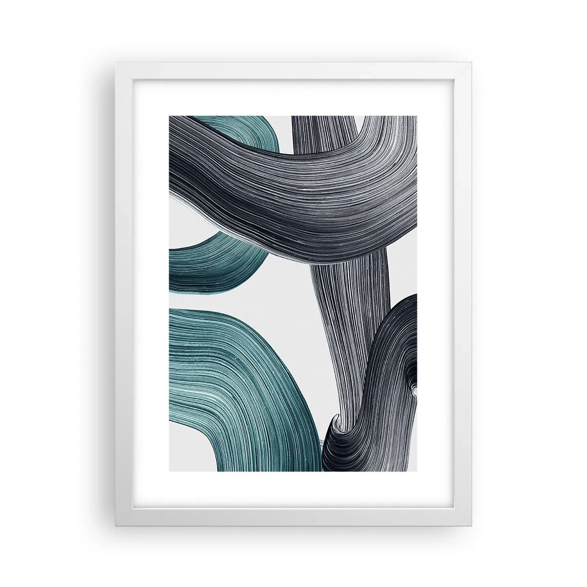 Poster în ramă albă - Trasee de smarald și negru - 30x40 cm