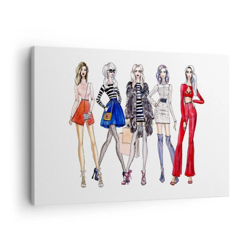 Tablou pe pânză Canvas - Ilustrații elegante ale siluetelor de modă - 70x50cm - Every week Fashion Week - Decorațiune modernă pentru perete pentru living și dormitor ARTTOR