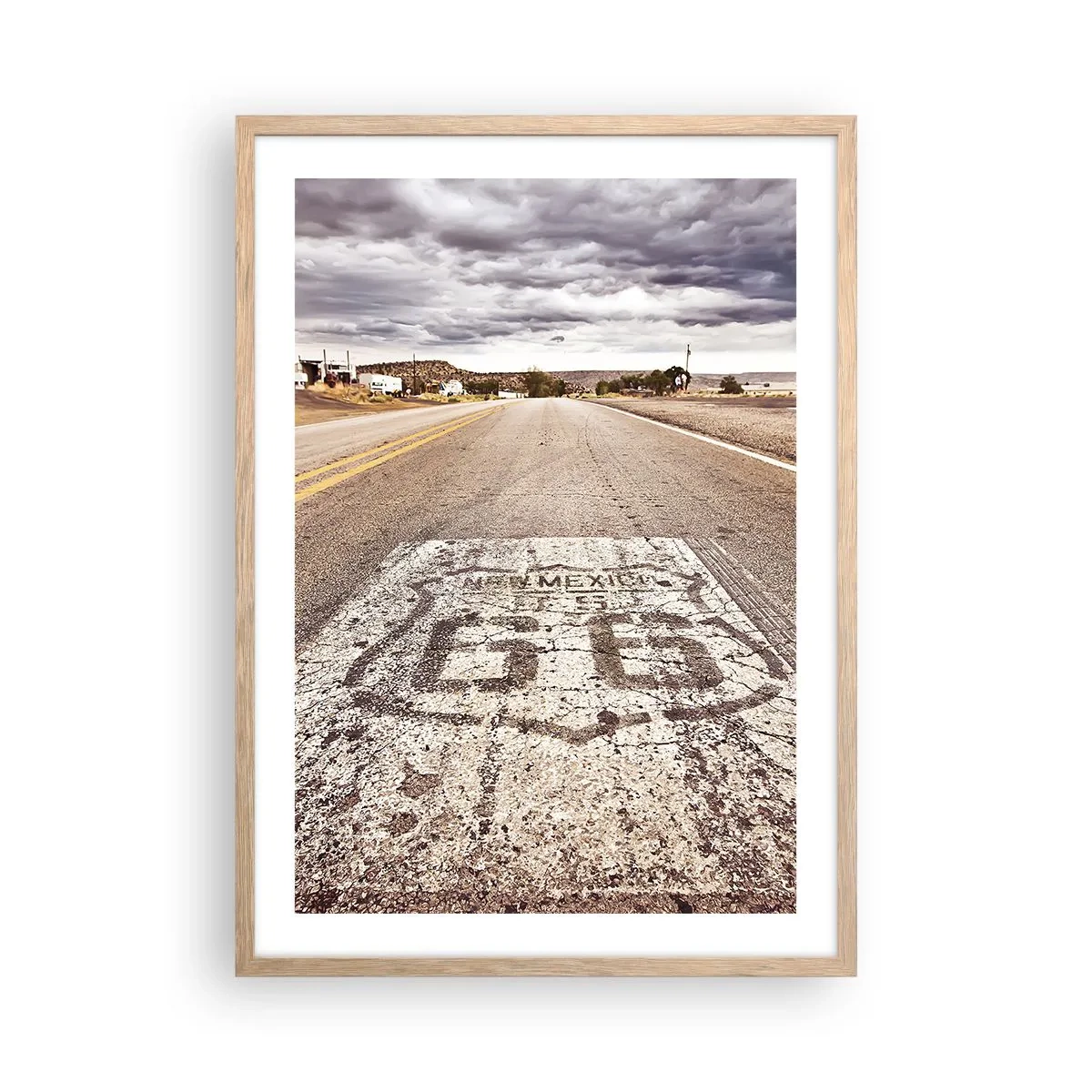 Poster în ramă de stejar deschis - Mother Road - o legendă americană - 50x70 cm