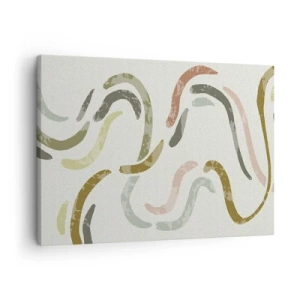 Tablou pe pânză Canvas - Arcuri abstracte în culori pastelate - 70x50cm - Dansul vesel al abstracției - Decorațiune modernă pentru perete pentru living și dormitor ARTTOR