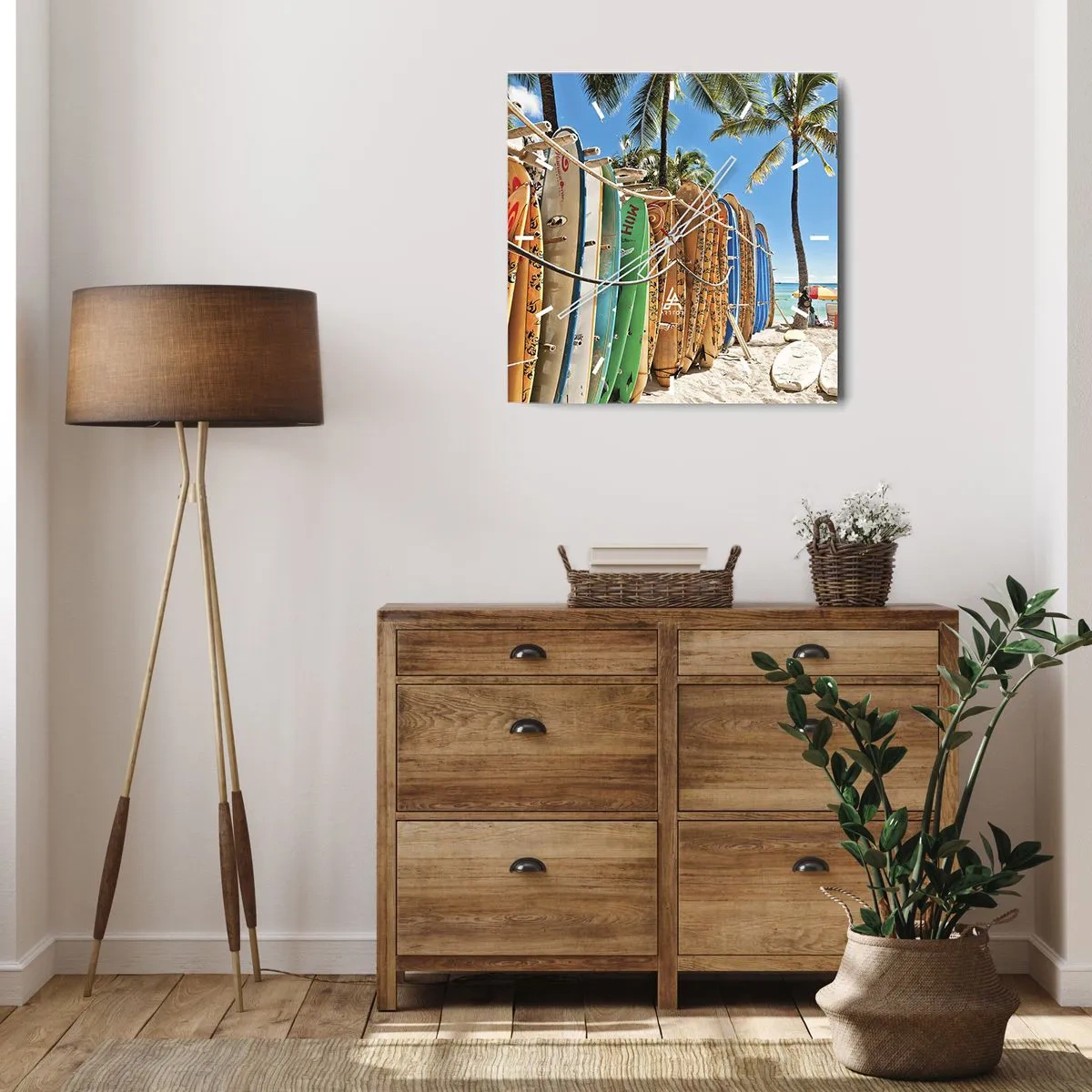 Ceas de perete - Ceas pe sticlă - Distracție însorită - 30x30 cm