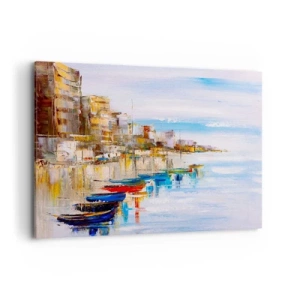 Tablou pe pânză - Port urban multicolor - 120x80 cm
