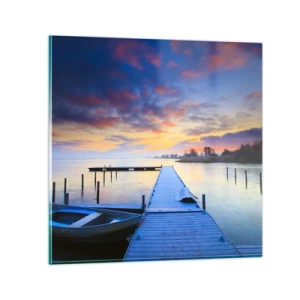 Tablou pe sticlă - Seninătate mov-auriu - 40x40 cm