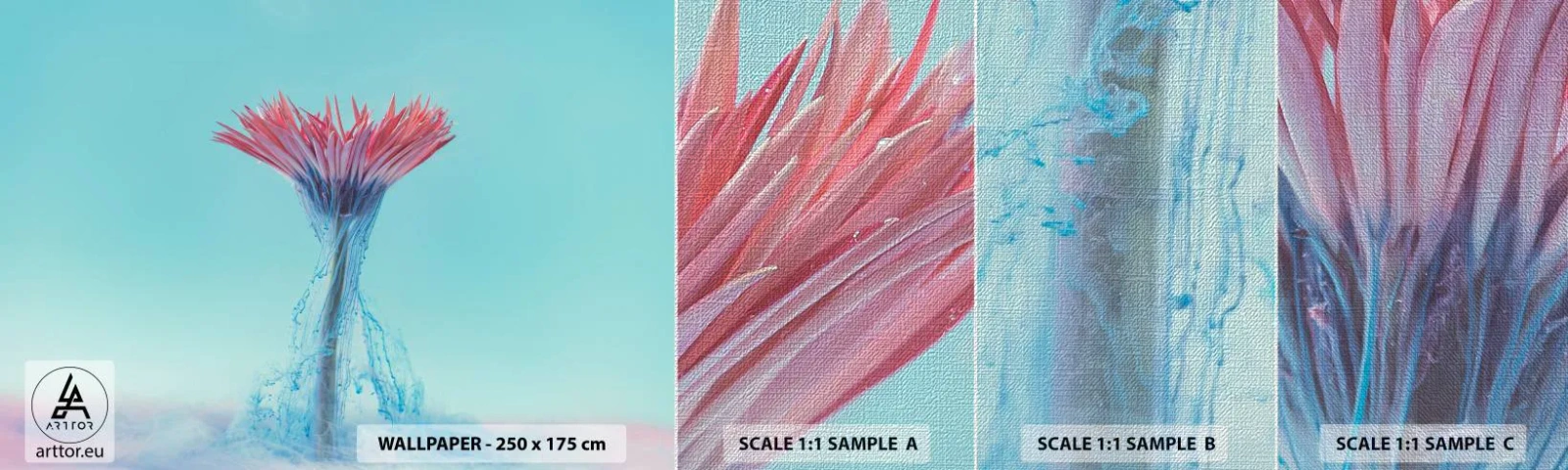 Mostră tapet Premium Canvas - Într-o unduire revigorantă - Abstracția, Floare, Bucată - 100x30 cm