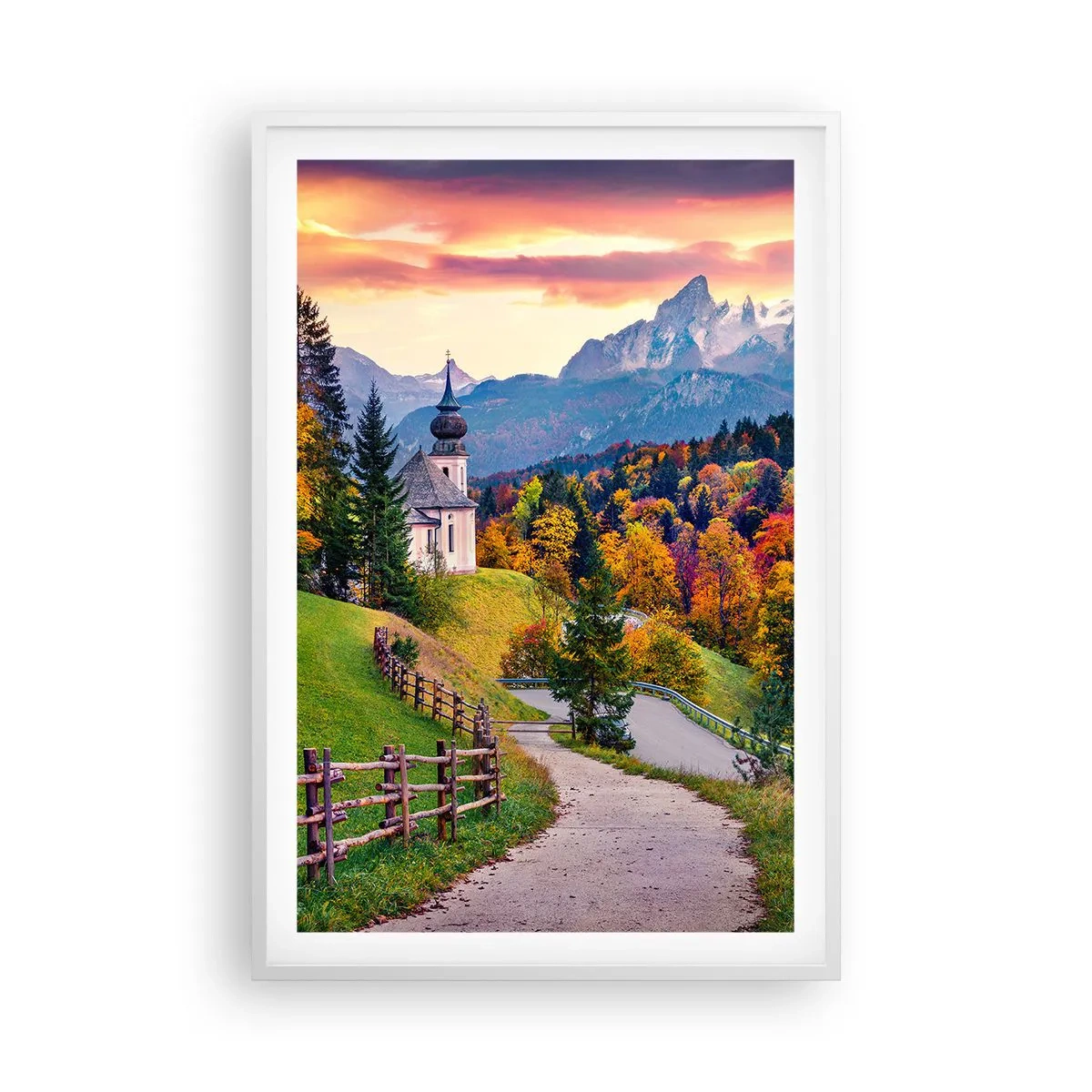 Poster în ramă albă - Un peisaj ca o pictură - 61x91 cm