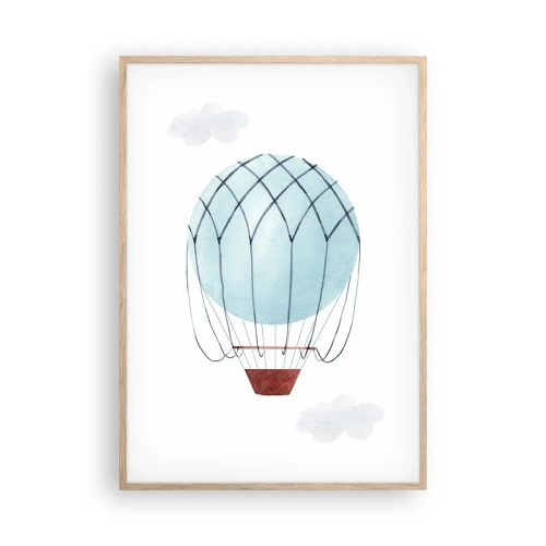Poster în ramă de stejar deschis - Complet în nori - 70x100 cm