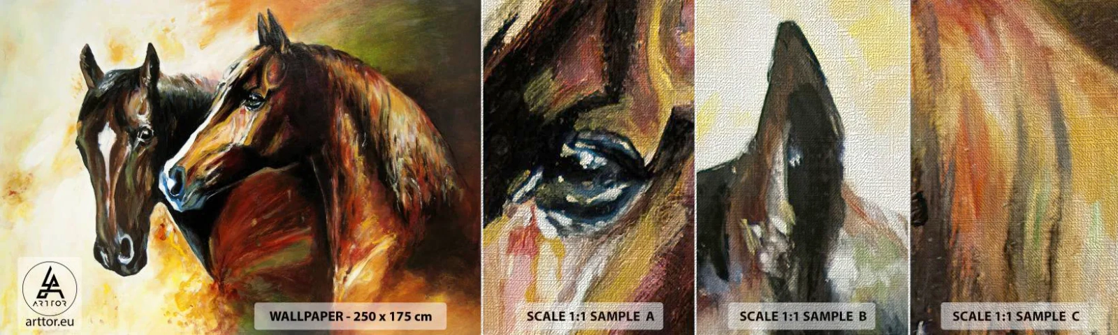 Mostră tapet Premium Canvas - De două ori mai fermecător - Animale, Cai, Natură - 100x30 cm