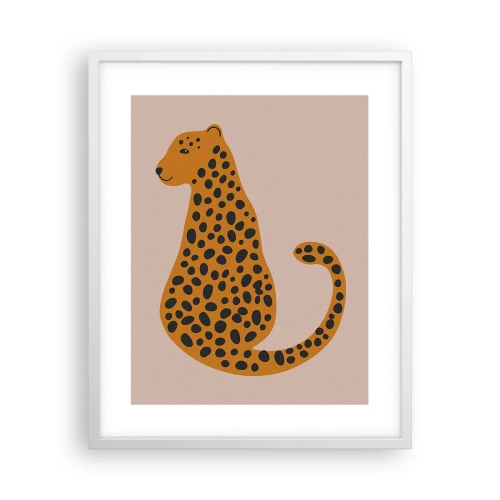 Poster în ramă albă - Modelul leopard este tot timpul la modă - 40x50 cm