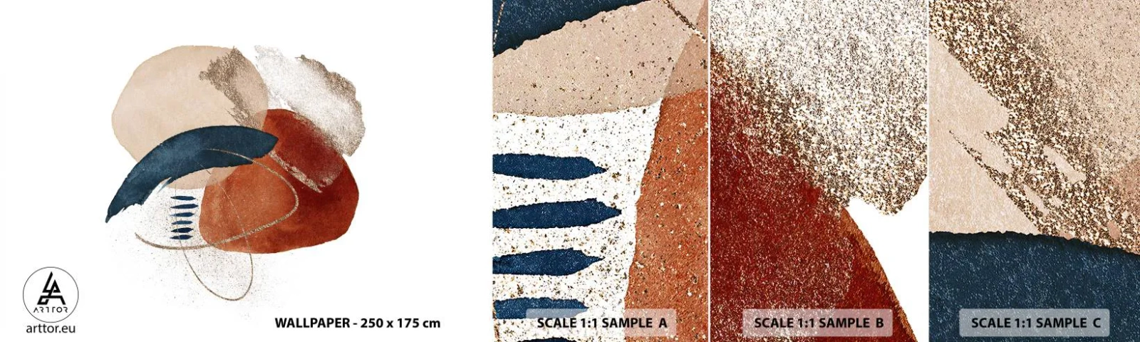 Mostră tapet autocolant Deluxe Sticker - Compoziție ovală - Abstracția, Bucată, Model modern - 100x30 cm