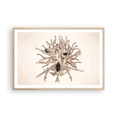 Poster în ramă de stejar deschis - Înflorirea în dans - 91x61 cm