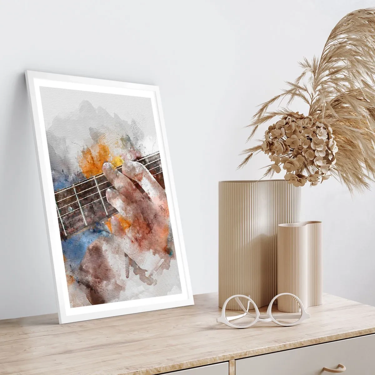 Poster în ramă albă - Poezie între corzi - 40x50 cm