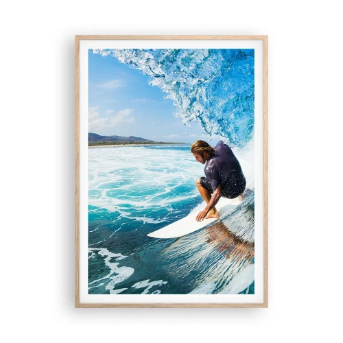 Poster în ramă de stejar deschis - Dansând cu valurile - 70x100 cm
