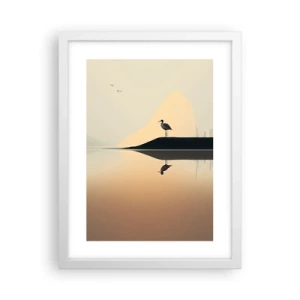 Poster în ramă albă - Domn pe lac - 30x40 cm