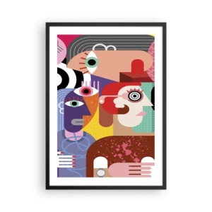 Poster în ramă neagră - Fețe abstracte colorate în stil cubist - 50x70cm - Am venit de la domnul Picasso - Decorațiune modernă pentru perete pentru living și dormitor ARTTOR