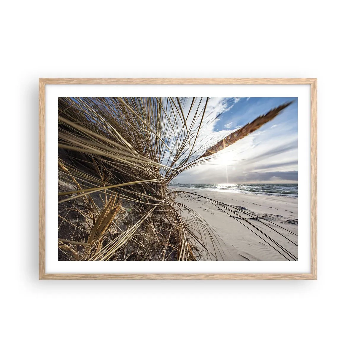 Poster în ramă de stejar deschis - O întâlnire a elementelor - 70x50 cm