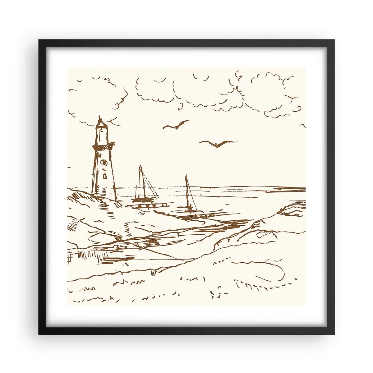 Poster în ramă neagră - Schiță de amintiri de vară - 50x50 cm