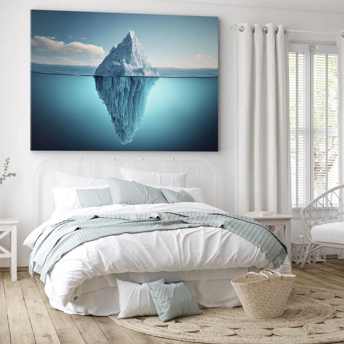 Tablou pe pânză Canvas - Un aisberg vizibil deasupra și sub suprafața apei - 70x50cm - Regina de gheață - Decorațiune modernă pentru perete pentru living și dormitor ARTTOR