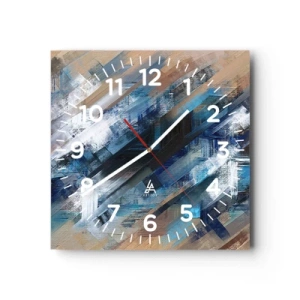 Ceas de perete - Ceas pe sticlă - Pe o pantă albastră - 40x40 cm